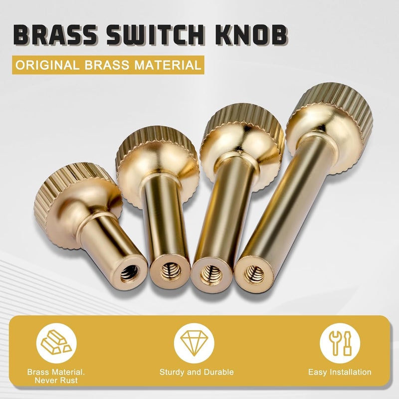 GooChan Lamp Switch Knob,Turn On/Off Brass Light Switch Knob Replacement,Standard Size Twist Switch Knobs,Antique Brass Color (4 Mixed Sizes - Gold) - Image 4